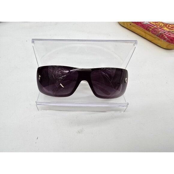 Vintage Oversized Shield Sunglasses With White Frame & Dark Lenses Made In Italy - Picture 1 of 6